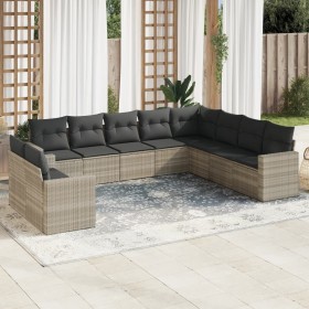 Set sofás jardín 10 pzas con cojines ratán sintético gris claro de , Conjuntos de jardín - Ref: Foro24-3219162, Precio: 679,0...