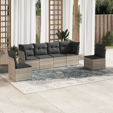 Set de sofás de jardín 6 pzas y cojines ratán sintético gris de , Conjuntos de jardín - Ref: Foro24-3217372, Precio: 401,36 €...
