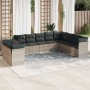Set sofás jardín 10 pzas con cojines ratán sintético gris claro de , Conjuntos de jardín - Ref: Foro24-3217862, Precio: 705,1...