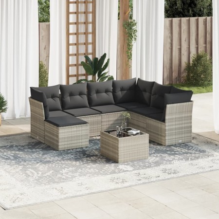 Set de sofás de jardín 8 pzas y cojines ratán sintético gris de , Conjuntos de jardín - Ref: Foro24-3218002, Precio: 536,93 €...