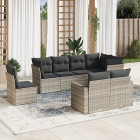 Set de sofás de jardín 8 pzas y cojines ratán sintético gris de , Conjuntos de jardín - Ref: Foro24-3219232, Precio: 585,83 €...