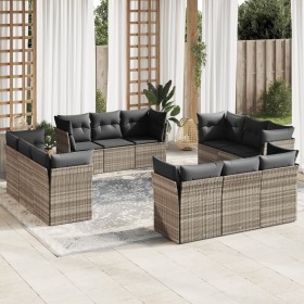 Set de sofás de jardín 12 pzas y cojines ratán sintético gris de , Conjuntos de jardín - Ref: Foro24-3217332, Precio: 945,31 ...