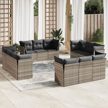 Set de sofás de jardín 12 pzas y cojines ratán sintético gris de , Conjuntos de jardín - Ref: Foro24-3217332, Precio: 945,31 ...