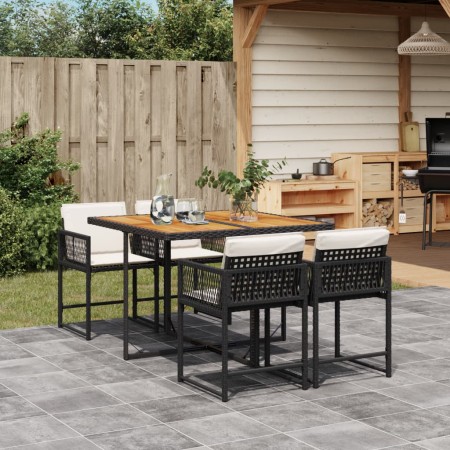 Set de muebles jardín 5 pzas con cojines ratán sintético negro de , Conjuntos de jardín - Ref: Foro24-3211443, Precio: 326,76...