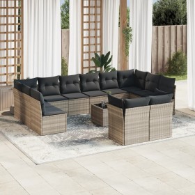 Set sofás de jardín con cojines 13 piezas ratán sintético gris de , Conjuntos de jardín - Ref: Foro24-3218442, Precio: 903,16...