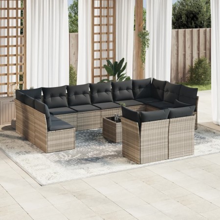 Set sofás de jardín con cojines 13 piezas ratán sintético gris de , Conjuntos de jardín - Ref: Foro24-3218442, Precio: 903,16...