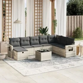 Set muebles jardín 9 pzas y cojines ratán sintético gris claro de , Conjuntos de jardín - Ref: Foro24-3263908, Precio: 596,84...