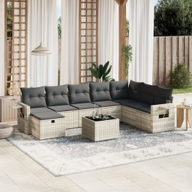 Set muebles jardín 9 pzas y cojines ratán sintético gris claro de , Conjuntos de jardín - Ref: Foro24-3263908, Precio: 595,38...