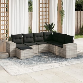 Set de sofás de jardín 7 pzas con cojines ratán PE gris claro de , Conjuntos de jardín - Ref: Foro24-3255239, Precio: 501,74 ...