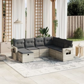 Set de sofás de jardín 7 pzas con cojines ratán PE gris claro de , Conjuntos de jardín - Ref: Foro24-3263838, Precio: 487,05 ...