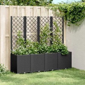 Jardinera con enrejado PP negro 160x40x140 cm de , Maceteros y jardineras - Ref: Foro24-367873, Precio: 222,64 €, Descuento: %