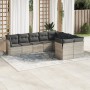 Set muebles jardín 9 pzas y cojines ratán sintético gris claro de , Conjuntos de jardín - Ref: Foro24-3218172, Precio: 611,98...