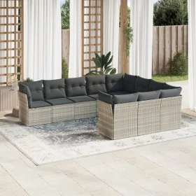 Set sofás jardín 10 pzas con cojines ratán sintético gris claro by , Garden sets - Ref: Foro24-3218222, Price: 691,55 €, Disc...