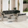 Set muebles jardín 9 pzas y cojines ratán sintético gris claro de , Conjuntos de jardín - Ref: Foro24-3220451, Precio: 649,12...