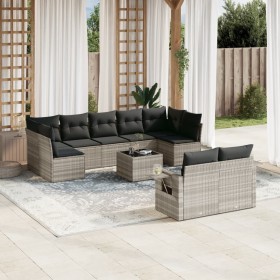 Set sofás jardín 10 pzas con cojines ratán sintético gris claro de , Conjuntos de jardín - Ref: Foro24-3220631, Precio: 660,5...