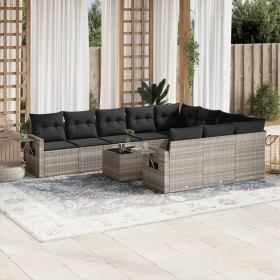 Set de sofás de jardín 11 pzas y cojines ratán sintético gris de , Conjuntos de jardín - Ref: Foro24-3220701, Precio: 753,66 ...