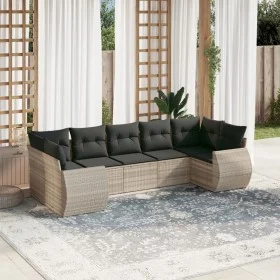 Set de sofás de jardín 7 pzas con cojines ratán PE gris claro by , Modular outdoor sofas - Ref: Foro24-3221791, Price: 528,81...