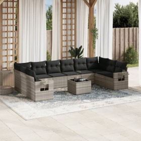 Set de sofás de jardín 11 pzas y cojines ratán sintético gris de , Conjuntos de jardín - Ref: Foro24-3253019, Precio: 743,28 ...