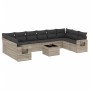 Set de sofás de jardín 11 pzas y cojines ratán sintético gris de , Conjuntos de jardín - Ref: Foro24-3253019, Precio: 743,28 ...