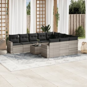 Set de sofás de jardín 11 pzas y cojines ratán sintético gris de , Conjuntos de jardín - Ref: Foro24-3219492, Precio: 747,99 ...