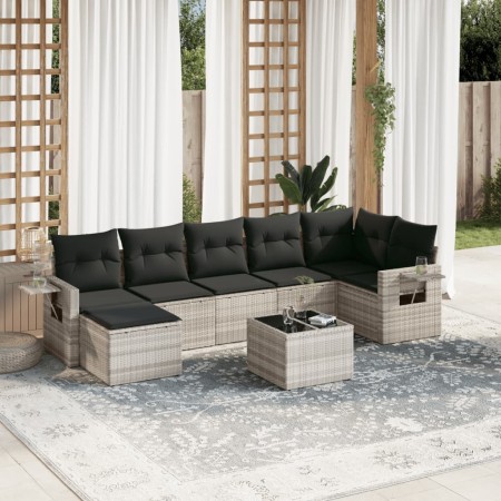 Set de sofás de jardín 8 pzas y cojines ratán sintético gris de , Conjuntos de jardín - Ref: Foro24-3220491, Precio: 534,55 €...
