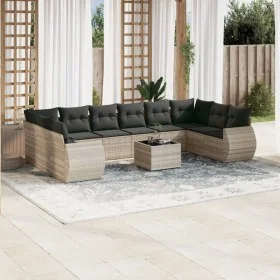 Set de sofás de jardín 11 pzas y cojines ratán sintético gris by , Modular outdoor sofas - Ref: Foro24-3221881, Price: 818,48...