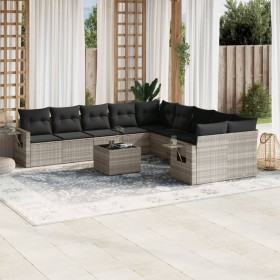 Set de sofás de jardín 11 pzas y cojines ratán sintético gris de , Conjuntos de jardín - Ref: Foro24-3253059, Precio: 743,28 ...