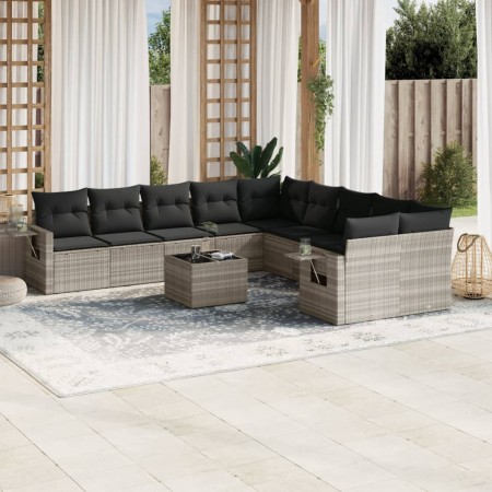 Set de sofás de jardín 11 pzas y cojines ratán sintético gris de , Conjuntos de jardín - Ref: Foro24-3253059, Precio: 743,28 ...