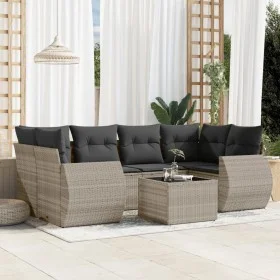Set de sofás de jardín 7 pzas con cojines ratán PE gris claro de , Conjuntos de jardín - Ref: Foro24-3253459, Precio: 517,09 ...