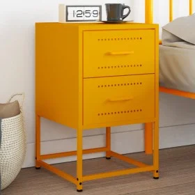 Mesita de noche acero amarillo mostaza 36x39x60,5 cm de , Mesitas de noche - Ref: Foro24-846464, Precio: 70,86 €, Descuento: %
