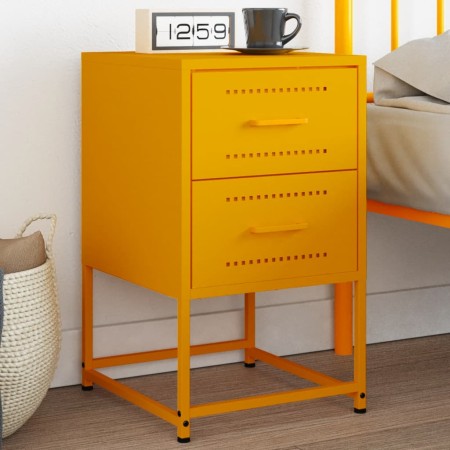 Mesita de noche acero amarillo mostaza 36x39x60,5 cm de , Mesitas de noche - Ref: Foro24-846464, Precio: 71,80 €, Descuento: %