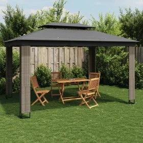 Cenador con doble techo de tela gris antracita 3,94x2,96 m de , Carpas y cenadores - Ref: Foro24-368447, Precio: 366,38 €, De...