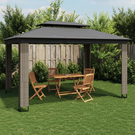Cenador con doble techo de tela gris antracita 3,94x2,96 m de , Carpas y cenadores - Ref: Foro24-368447, Precio: 383,79 €, De...