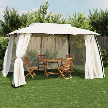 Cenador de doble techo paredes de malla acero crema 3,93x2,93 m de , Carpas y cenadores - Ref: Foro24-368451, Precio: 256,00 ...