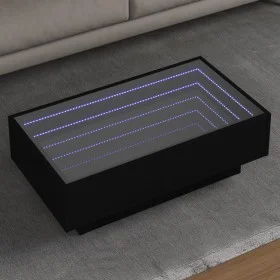 Mesa de centro con LED madera de ingeniería negro 90x50x30 cm by , Coffee table - Ref: Foro24-847519, Price: 148,41 €, Discou...