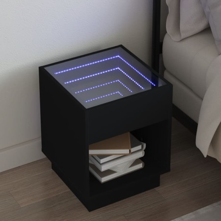 Mesita de noche con Infinity LED negra 40x40x50 cm de , Mesitas de noche - Ref: Foro24-3284078, Precio: 69,32 €, Descuento: %