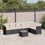 Set de sofás de jardín 8 piezas y cojines ratán sintético negro en Conjuntos de jardín | Comprar online en Foru.es