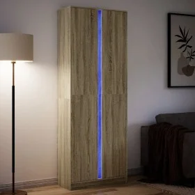 Aparador con LED madera ingeniería roble Sonoma 74x32,5x200 cm de , Aparadores - Ref: Foro24-3307893, Precio: 145,25 €, Descu...