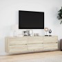 Mueble de TV de pared con LED roble Sonoma 180x31x45 cm de , Muebles TV - Ref: Foro24-3307935, Precio: 157,25 €, Descuento: %