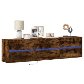 Mueble de TV de pared con LED roble ahumado 180x31x45 cm de , Muebles TV - Ref: Foro24-3307937, Precio: 126,19 €, Descuento: %