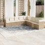 Set de sofás de jardín 9 pzas con cojines ratán sintético beige en Conjuntos de jardín | Comprar online en Foru.es