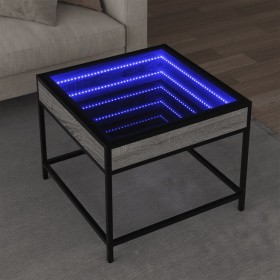 Mesa de centro con Infinity LED gris Sonoma 50x50x41 cm de , Mesas de centro - Ref: Foro24-847680, Precio: 70,18 €, Descuento: %