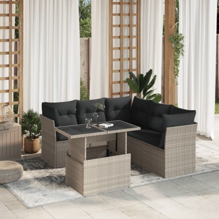 Set de sofás de jardín 6 pzas y cojines ratán sintético gris de , Conjuntos de jardín - Ref: Foro24-3266582, Precio: 458,87 €...