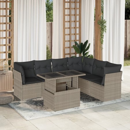 Set de sofás de jardín 7 pzas con cojines ratán PE gris claro de , Conjuntos de jardín - Ref: Foro24-3266612, Precio: 543,63 ...