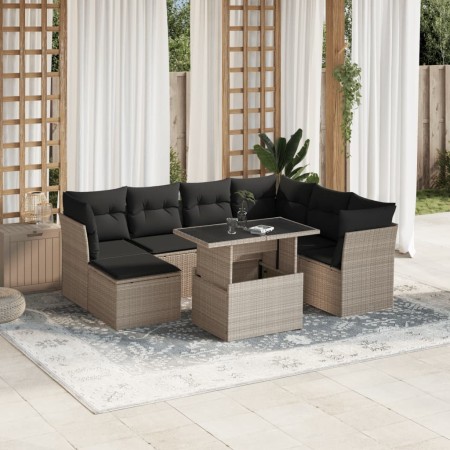 Set de sofás de jardín 8 pzas y cojines ratán sintético gris de , Conjuntos de jardín - Ref: Foro24-3266762, Precio: 591,34 €...