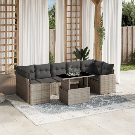 Set de sofás de jardín 8 pzas y cojines ratán sintético gris de , Conjuntos de jardín - Ref: Foro24-3267152, Precio: 621,15 €...