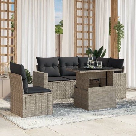 Set de sofás de jardín 6 pzas y cojines ratán sintético gris de , Conjuntos de jardín - Ref: Foro24-3267282, Precio: 452,02 €...