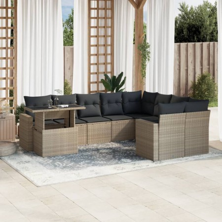 Set sofás jardín 10 pzas con cojines ratán sintético gris claro de , Conjuntos de jardín - Ref: Foro24-3267512, Precio: 707,2...