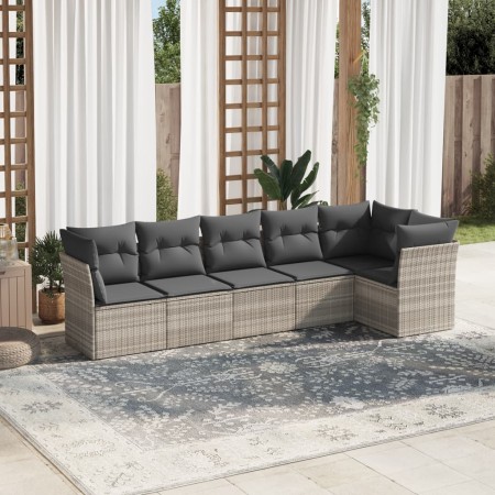 Set de sofás de jardín 6 pzas y cojines ratán sintético gris de , Conjuntos de jardín - Ref: Foro24-3217662, Precio: 435,67 €...