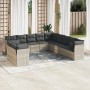 Set de sofás de jardín 11 pzas y cojines ratán sintético gris de , Conjuntos de jardín - Ref: Foro24-3217882, Precio: 788,28 ...
